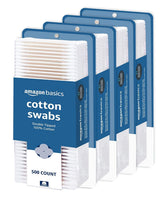 Amazon Basics cotton swabs 2000-count four-pack packaging for home use