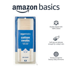 Amazon Basics cotton swabs beauty application close-up for precise makeup touch-ups