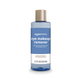 Amazon Basics Eye Makeup Remover bottle front shows oil-free, fragrance-free cleansing
