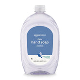 Amazon Basics Gentle & Mild Clear Hand Soap refill bottle front view for everyday handwashing.