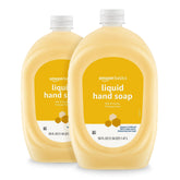 Jabón de manos Amazon Basics recarga leche y miel para rellenar dispensadores.