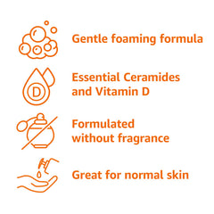 Amazon Basics limpiador facial exfoliante, etiqueta libre de fragancia para piel sensible.