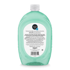 Close-up of mango coconut water scent label on Amazon Basics refill.