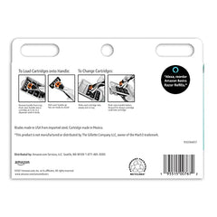 Amazon Basics razor refill showing anti-clog design for easy rinsing.