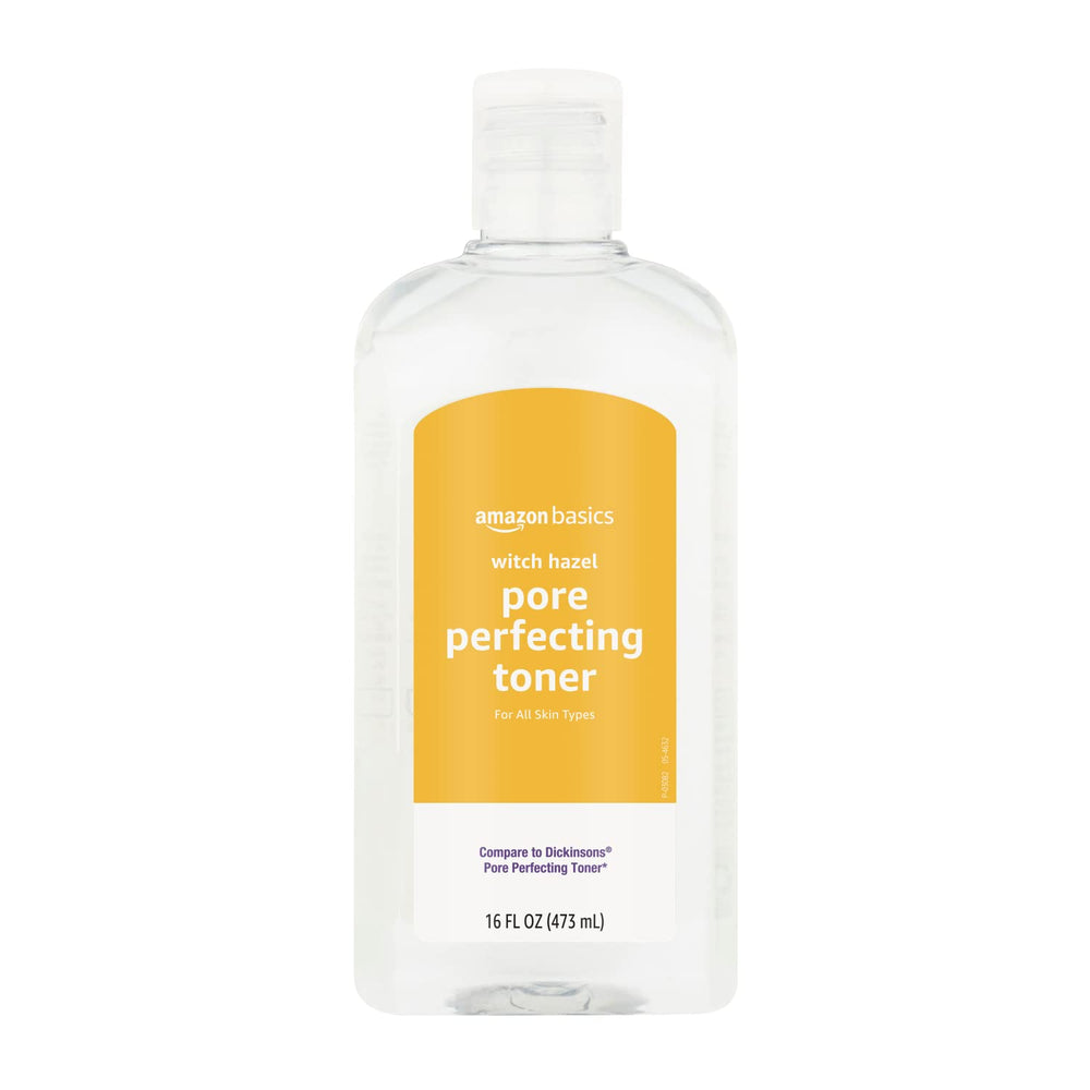 Amazon Basics Witch Hazel Toner bottle pour for refreshing toning and cleansing