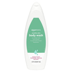 Amazon Basics Sensitive Skin Body Wash bottle front for gentle daily cleansing.