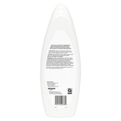 Amazon Basics Sensitive Skin Body Wash label close-up highlights paraben-free formula.
