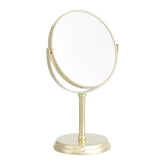 Amazon Basics vanity mirror in gold with 1x/5x magnification for precise makeup.