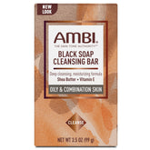 Ambi Skincare black soap bar with shea butter – rich lather for daily cleansing.