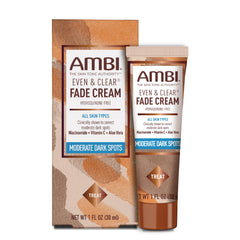 Ambi Even & Clear en tubo: crema suave para uso diario.