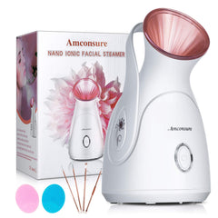 Amconsure nano ionic face steamer with 100ml tank delivering quick warm mist for hydration