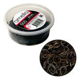 Amelia Beauty 500-count rubber bands in a reclosable container for easy styling