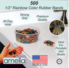 Close-up texture of Amelia Beauty rubber bands showing durable, flexible elastic