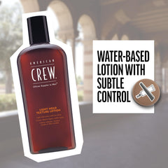 American Crew Hair Texture Lotion label highlights ginseng and lightweight formula