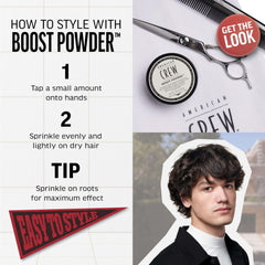 Polvo impulso añade textura ligera y cuerpo al peinado de American Crew.