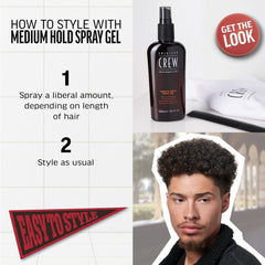 Detalle de textura de American Crew spray para cabello, aspecto natural