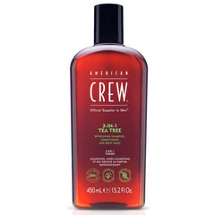 AMERICAN CREW 3-en-1 con árbol de té, limpieza suave para cabello y piel.