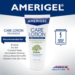 AMERIGEL Care Lotion aplicación en el pie para alivio diario.