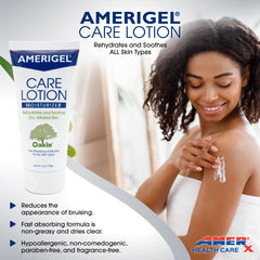 AMERIGEL Care Lotion textura cremosa para aplicación fácil y rápida hidratación.