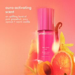 amika aura bottle highlights juicy apricot for a sunny mood and freshness