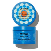 Amika Hydro Rush Intense Moisture Mask tub shows rich whipped formula for lasting hydration.