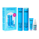 Amika Hydro Rush Shampoo bottle front emphasizing gentle cleansing and hydration.