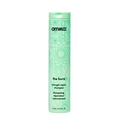 Amika Kure Strength Repair Shampoo bottle with bond fortifying technology