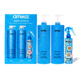 Amika Mighty Moisture Jumbo Set shampoo and conditioner for deep hydration and frizz control.