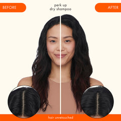 Amika Perk Up Dry Shampoo shows no white residue on hair