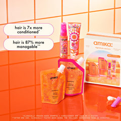 Amika Soulfood nourishing hair mask jar illustrating deep hydration and repair potential