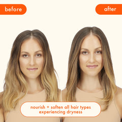 Amika Soulfood Nourishing Mask hair closeup highlights smooth, silky texture