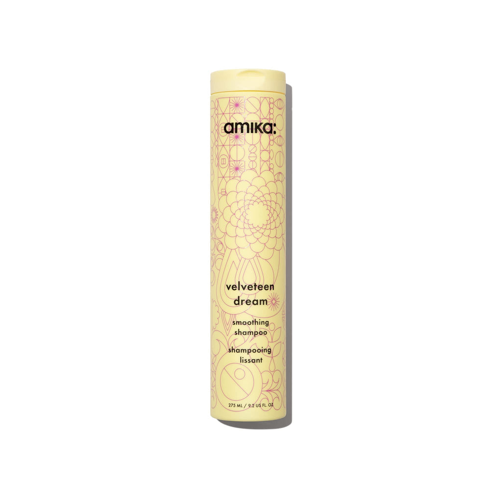Amika Velveteen Dream Shampoo bottle for smoothing and frizz control