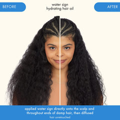 Amika Water Sign on damp hair reduces frizz and adds shine.
