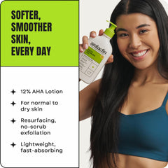 Exfoliación suave sin fricción con AmLactin para renovación de la piel