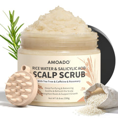 AMOADO Rice Water Scrub en botella frontal para una limpieza suave.