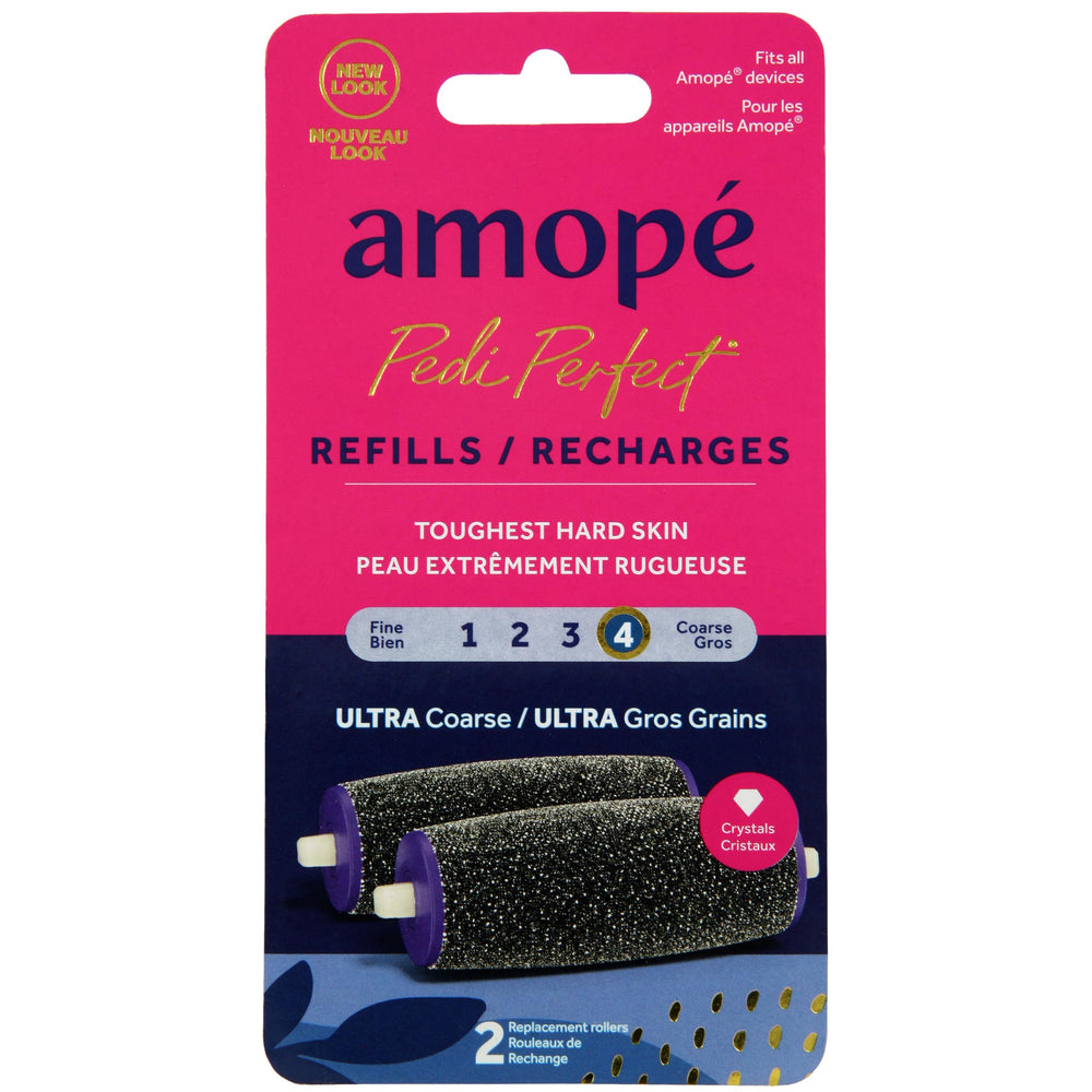Amope Pedi Perfect Ultra Coarse roller head close-up for fast skin removal.