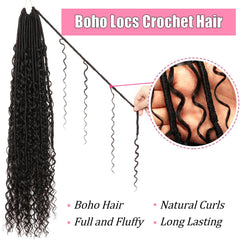 AMUMI Soft Boho Locs 30 inch curly ends add definition and style.