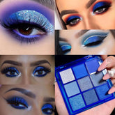 AMY'S DIARY Blue Eyeshadow Palette swatch shows navy shimmer for bold looks.