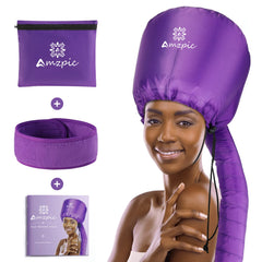 Amzpic bonnet hood hair dryer attachment in purple, full view for convenient at-home drying.