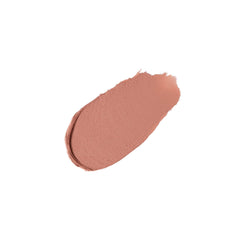 Close-up of Anastasia Lip Velvet Peachy Nude application on lips for a soft matte look