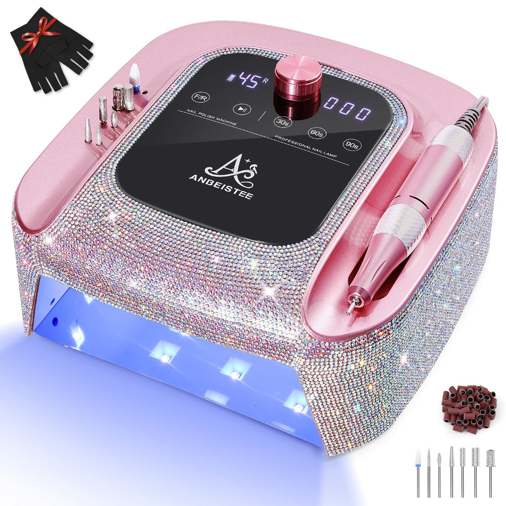 Anbeistee 2-in-1 nail drill lamp front view, compact all-in-one for faster manicures.