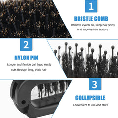 Ancable travel folding hair brush opened for quick detangling on the move