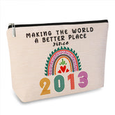 ancpeany 13th birthday makeup bag front view, a stylish teen gift for cosmetics on the go