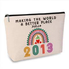 ancpeany 13th birthday makeup bag front view, a stylish teen gift for cosmetics on the go