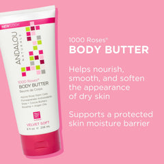 Andalou Naturals Body Butter cream swirl shows rich texture for velvety skin