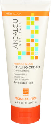 Andalou Naturals crema-peinado con aceite de argán, brillo suave para el cabello.