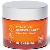 Andalou Naturals crema probiótica vitamina C, frasco; hidratación ligera para piel radiante.