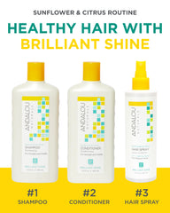Andalou Naturals secado rápido sin residuo, acabado ligero para peinados diarios.