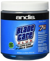 Andis Blade Care Plus jar front label shows vitamin E formula for clean blades