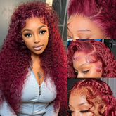 ANDRIA 13x4 HD lace front wig in wine red with deep wave for natural hairline versatility.